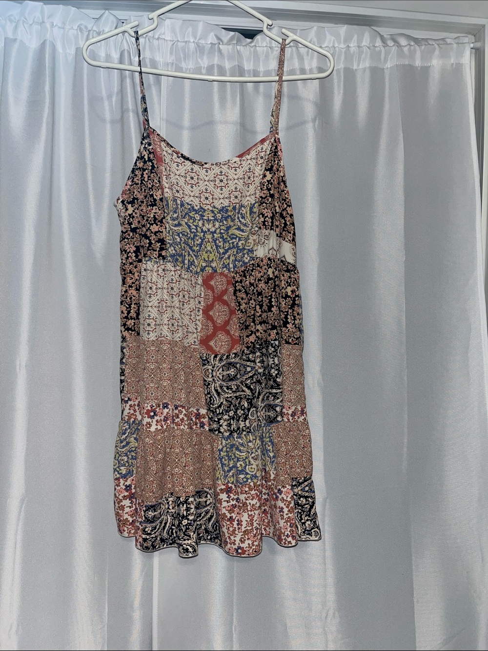 Altar'd State Multicolor Patchwork Spaghetti Strap Mini Dress
